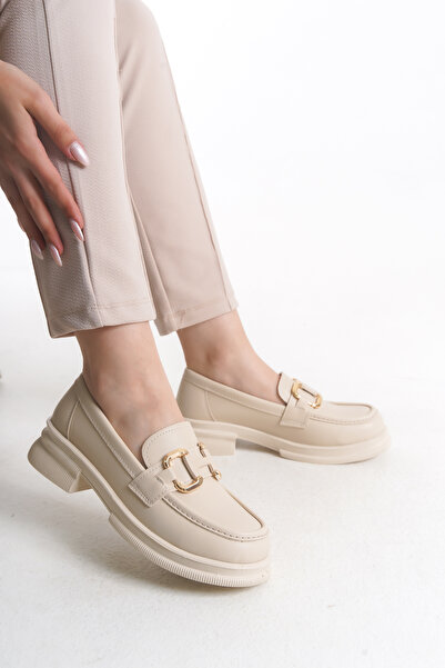 DELSOLERA Women's Daily Stylish Casual Stainless Buckle Detailed Loafer Shoes