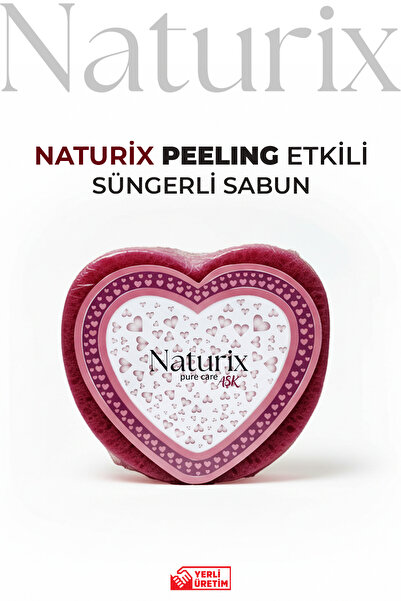 Naturix Kalp Şekilli Süngerli Sabun 130 gr | Peeling Etkili Sabun