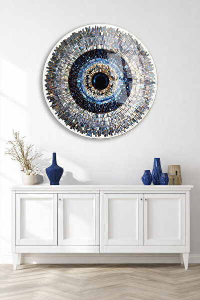 TAULART Mosaic Eye Glass Painting – Blue and Gold Glitter Luxury Design
