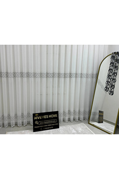 NİVEMESHOME V-105 Marina Silver 1/2.5 Pleated Bamboo Tulle Curtain