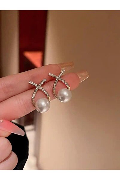 Glamluxe Modern Design Pearl Detailed Earrings