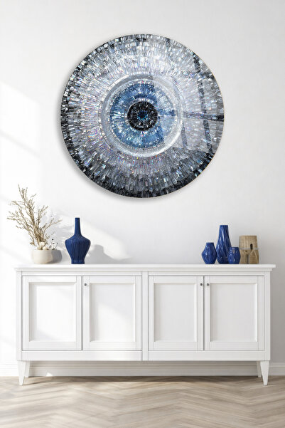 TAULART Crystal Eye Glass Painting – Modern Art in Silver Tones