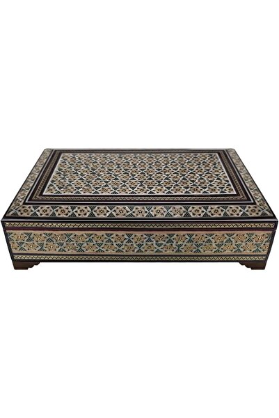 Margoun صندوق مجوهرات خشبي مطعّم بتقنية خاتامكاري مصنوع يدويًا