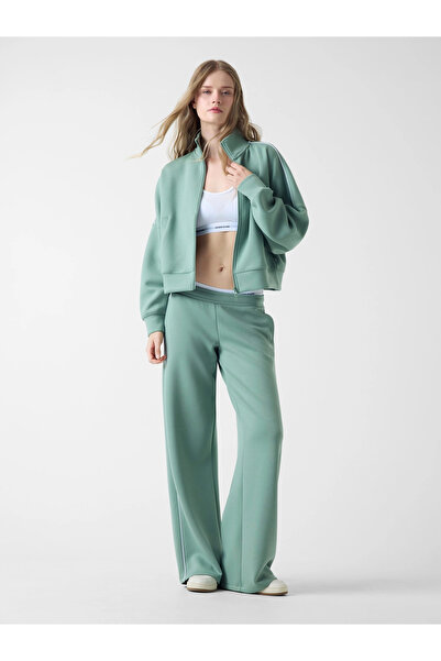 Guess Gj Off-Shoulder Scuba Tracksuit Women's Green Sweatshirt W6Rq10Kd122-G8Fd