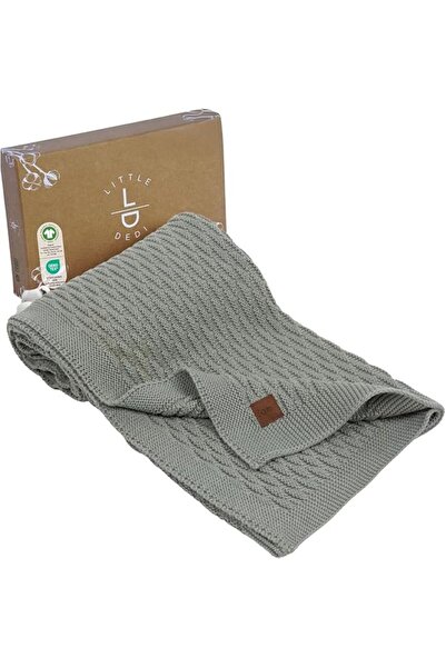 Next Baby Little Dedi Nora 100% Cotton Dark Green Knitted Baby Blanket Gots C...