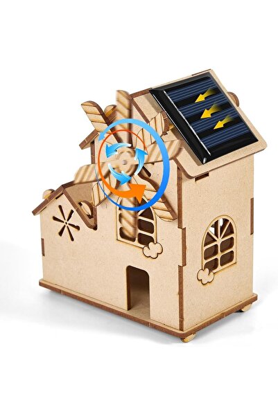 Generic لعبة أحجية ثلاثية الأبعاد خشبية تعمل بالطاقة الشمسية على شكل طاحونة ه...