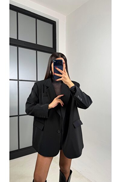 Gaus Siyah Astarlı Vatkalı Blazer Ceket GAUS-00610