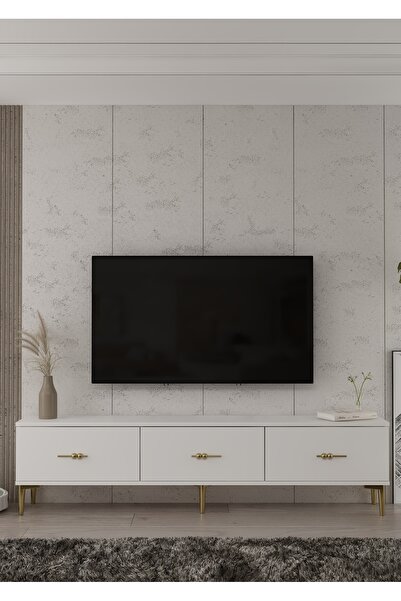 DEMONTE DECOR 1361TV180-32DD TV SEHPASI BEYAZ-ALTIN
