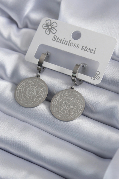 shopwave 316L الصلب الفضة اللون نجمة الخماسي معالجة أقراط نسائية