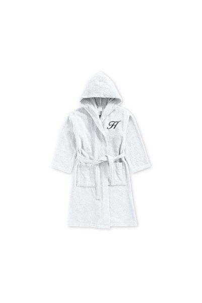 BYFT Daffodil Kids Hooded Bathrobe | Monogrammed Letter 'H' | Soft Cotton Com...