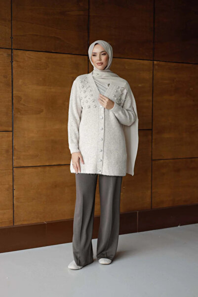 Nefise Oslo Boncuklu Uzun Hırka