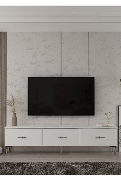 DEMONTE DECOR 1361TV180-32DD TV SEHPASI BEYAZ-GÜMÜŞ
