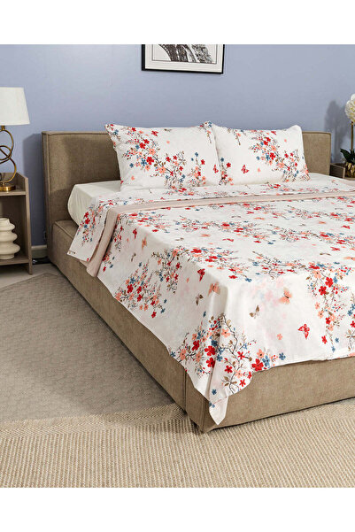 REDTAG Beige 4 Piece Printed Quilt Set (Double Size)