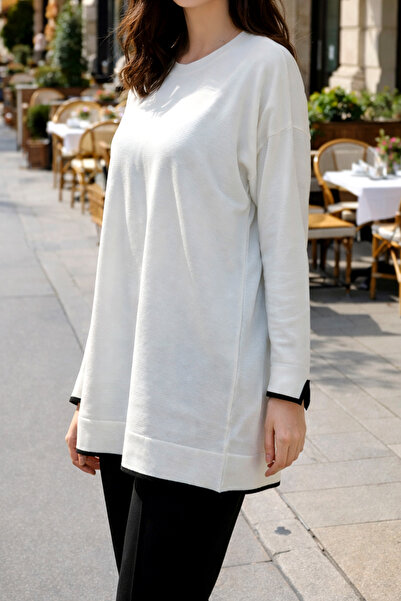 Lale Butik Basic Knitted Mercerized Tunic 17036 Ecru