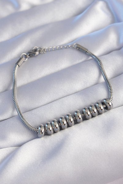 shopwave 316L Steel Silver Rk Oval Figured Bracelet