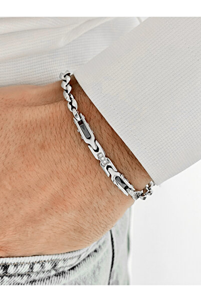 FERRO سوار رجالي من الفولاذ الفضي FRJ10105A-A ضمان لمدة عامين لا يسود مع علبة...