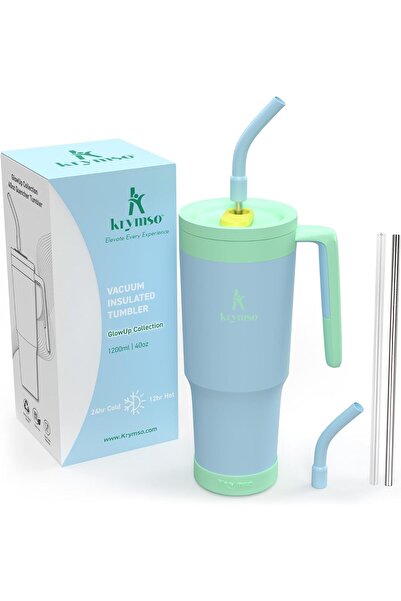 Krymso 1200ml Stainless Steel Tumbler with Handle and Infuser, Silicon Base, ...