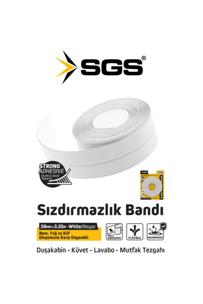 SGS 1240 38mm 3.35m Beyaz Yapışkanlı Sızdırmazlık Bandı