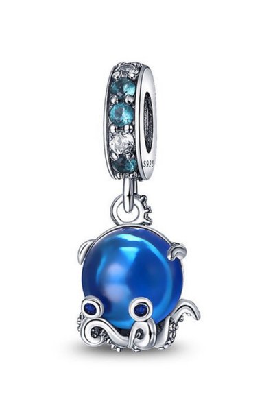 Generic Brand Blue Octopus Dangle Charm