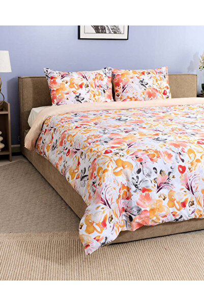 REDTAG طقم غطاء لحاف مطبوع زهور متعدد الألوان مكون من 3 قطع (مقاس كينج)