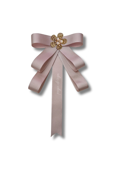 pegu baby collection PEMBE GROGREN KURDELE İNCİLİ ÇİÇEKLİ YAKA BROŞ,PAPYON,KR...