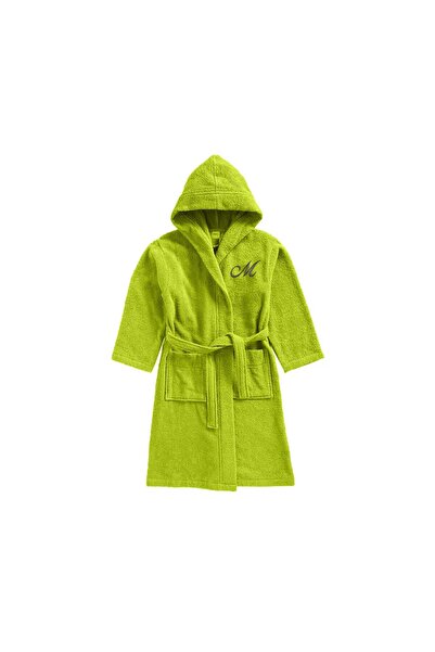 BYFT Daffodil Kids Hooded Bathrobe | Monogrammed Letter 'M' | Soft Cotton Com...