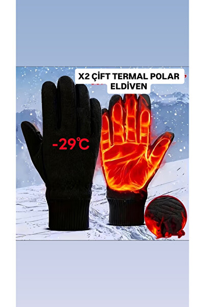 sporthome 2 Çift Termal Polar Eldiven Rüzgar Geçirmez Unisex