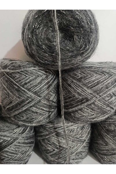 İPEK YÜN İPLİK DÜNYASI Angora Knitting Yarn 3 Ply (Grey Tones) Sim Silver Mix...