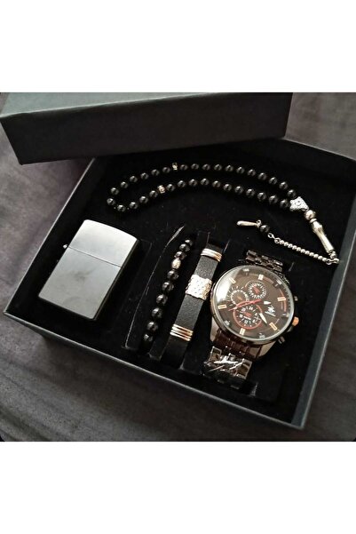 VOLMERİ GİFTS Erkek Kol Saati Çakmak Tesbih Ve Bileklik Seti