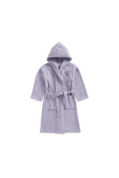 BYFT Daffodil Kids Hooded Bathrobe | Monogrammed Letter 'V' | Soft Cotton Com...