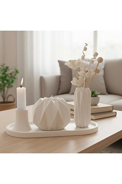 Omta Design 4'lü Asimetrik Vazo Mum Tealight Ve Şamdanlık
