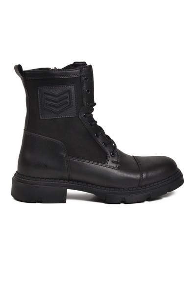 CONTEYNER ayakkabı Black Lace-Up Fleece Non-Slip Sole Men's Boots 638 m