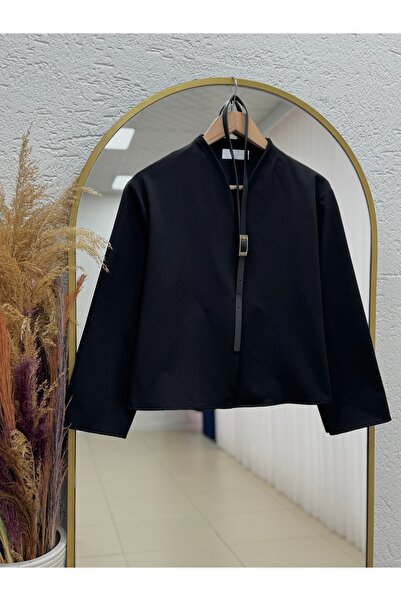 MİHRA STORE Gülizar Belted Beringer Jacket-Ek717 Black
