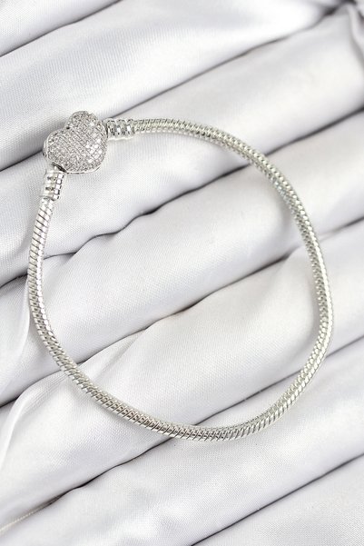 shopwave Brass Charm Zircon Stone Model Silver Rk Women's Bracelet