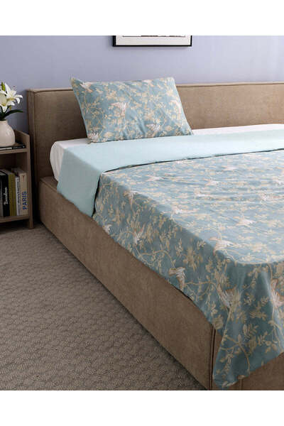 REDTAG Blue 2 Piece Botanical Printed Duvet Cover (Single Size)