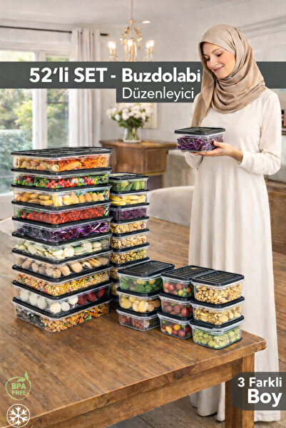 Mim Life 52-Piece Refrigerator Organizer Set - Microwave-Safe Organizer Freez...