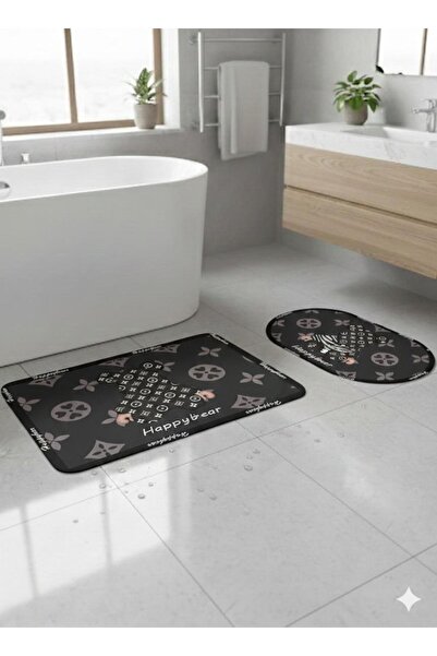 EvimSoft Sihirli Su Emici 2'li Banyo Paspası-Kaymaz Tabanlı Ayak Paspası-Dikd...