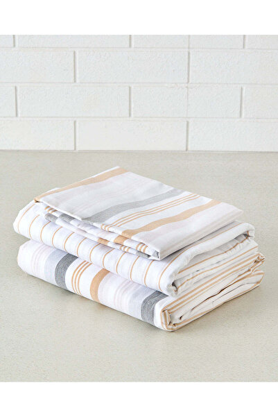 REDTAG White 4 Piece Striped Quilt Set (Double Size)