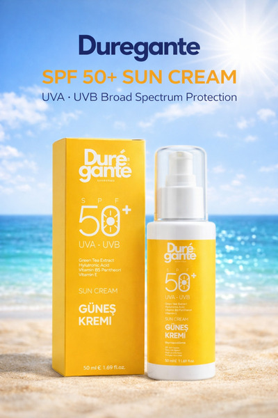 DUREGANTE GÜNEŞ KREMİ Green Tea -Vitamin B5 Panthenol -Vitamin E-Hyaluronic Acid