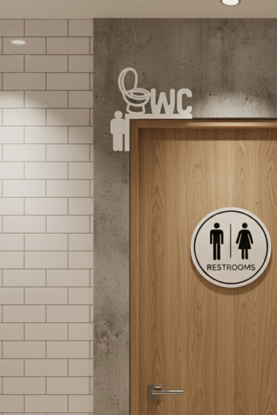 Grandmix Dekoratif Bay & WC Tabelası 2'li Set Modern Tuvalet Kapı Levhası