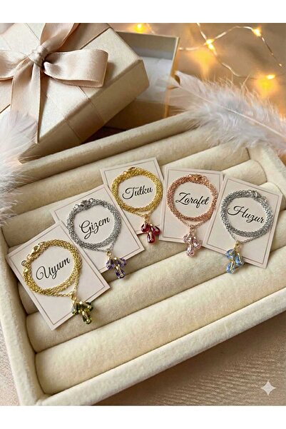 Nefertiti 925 Ayar Salkım Damla Doğum Taşlı Kolye.rose.gold.rodaj Damla