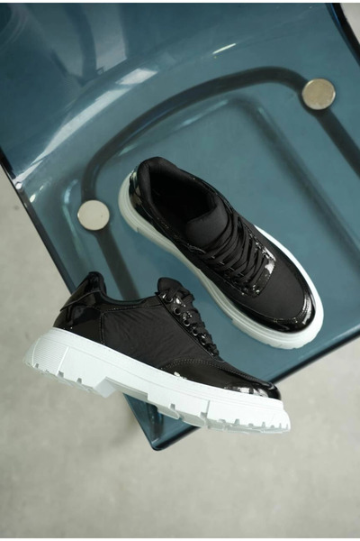 Zerenyus ZRK-X201 Pantofi casual pentru bărbați, din piele lacuită neagră pre...