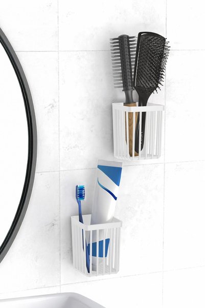 Evalins Clenso 2'li Set Yapışkanlı Diş Fırçalık ve Saç Fırçası Düzenleyici - ...