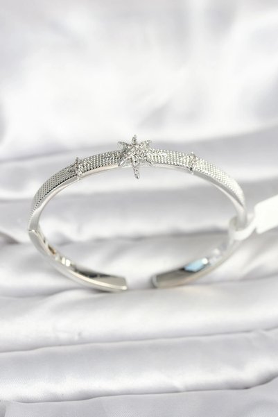 shopwave Brass Silver Rk Pole Star Model Women's Handcuff Bracelet
