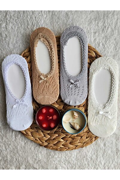 EFİLACCESSORİES DANTELLİ KURDELE DETAYLI KADIN PATİK ÇORAP