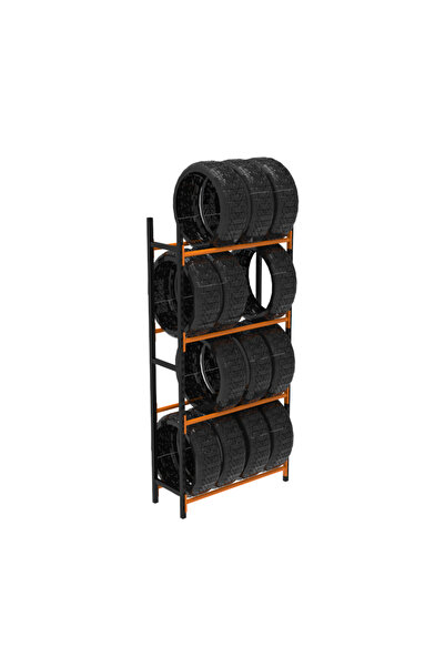RafBurada 4 Katlı Lastik İstifleme Rafı, Mini Rack 40x120 cm-200 cm