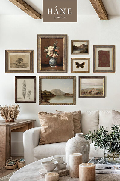 Hane Concept Vintage Sanat Temalı 8’li Duvar Çerçeve Seti – Klasik & Şık Deko...
