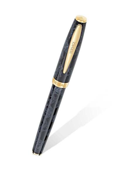 Versace قلم أسود بنقوش، تصميم أنيق