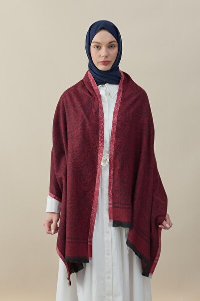 diorel Etro Desen Kaşmir Omuz Şalı Kırmızı