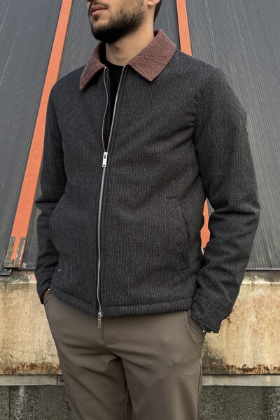 inpool Men, Collar Paneled , Double Zipper, Regular-Fit, Winter-Spring, Jacke...